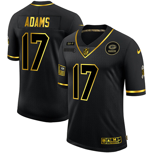 Men's Green Bay Packers #17 Davante Adams 2020 Black/Gold Salute To Service Limited Stitched Jersey